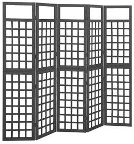 Divisorio A 5 Pannelli Legno Massello Di Abete Nero 161x180 Cm /
