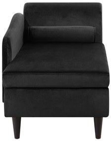 Chaise longue in velluto nero versione destra LUIRO Beliani