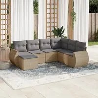 Set Divani da Giardino 7 pz con Cuscini Beige in Polyrattancod mxl 112551