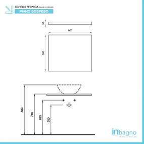 Mensola porta lavabo rovere per lavabi da appoggio da 60 cm serie Master