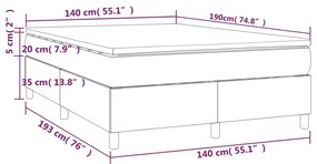 Giroletto a Molle con Materasso Grigio Scuro 140x190 cm Velluto