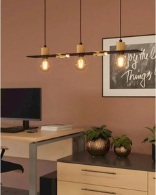 Lampadario Industriale Bramerton nero 3x E27 EGLO