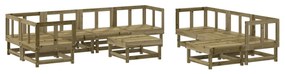 Set salotto da giardino 10 pz in legno impregnato di pino