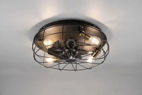 Trondheim plafoniera con ventilatore gabbia metallo nero opaco con ...