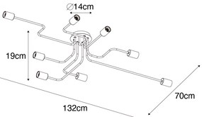 Plafoniera di design nera 8 luci - Facile