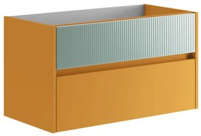 Mobile da bagno sotto lavabo Niwa beige laccato opaco L 89.5 x H 50 x P 45.5 cm 2 cassetti, lavabo non incluso