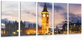 Quadri 5 pezzi – Big Ben notturno a Londra