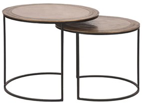 Tavolini rotondi in metallo color bronzo in set di 2 pezzi ø 55 cm Circle - LABEL51