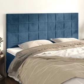 Testiera 4 Pz Blu Scuro 80x5x78/88 Cm İn Velluto /