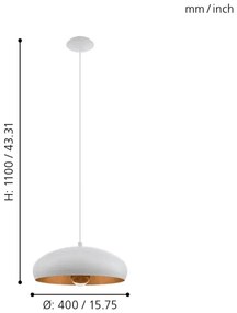 Eglo 94606 - Lampadario MOGANO 1xE27/60W/230V