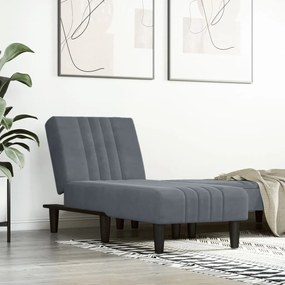 Chaise Longue İn Velluto Grigio Scuro /