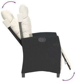 Set da pranzo da giardino 3 pz con cuscini nero in polyrattan