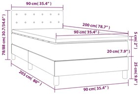 Giroletto a Molle con Materasso Nero 90x200 cm in Velluto