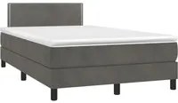 Letto a Molle Materasso e LED Grigio Scuro 120x190cm in Velluto 3270148