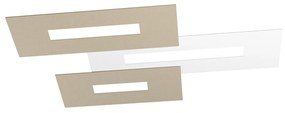 Plafoniera Moderna Rett. 3 Moduli Wally Metallo Bianco E Sabbia 3 Luci 2G11 80Cm