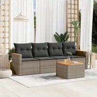 Set Divano da Giardino 5 pz con Cuscini Grigio in Polyrattan 3225780