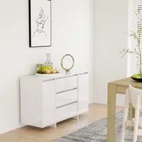 Credenza con 3 Cassetti Bianco Lucido 120x41x75cm in Truciolato 809617