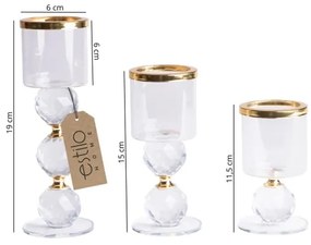 Set da 3 portacandele dorati