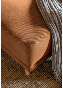 Divano letto angolare in velluto a coste color mattone (angolo destro a forma di U) Lazy Lukka - Miuform