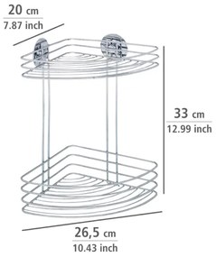 WENKO 18914100-Ripiano angolare TURBO-LOC in acciaio tondo 26,5x33 cm cromo lucido