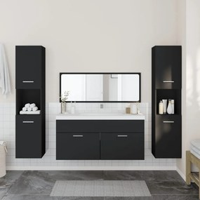 Set mobili da bagno 4 pz nero in legno multistrato