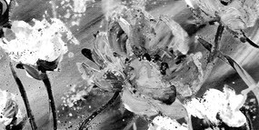Stampa su tela – Dipinto di fiori in bianco e nero