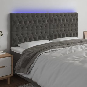 Testiera A Led Grigioscuro 180x7x118/128cm İn Velluto /