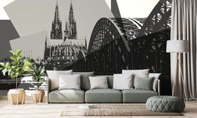 Carta da parati – Illustrazione in bianco e nero della città di Colonia