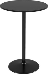 Tavolo Alto da Bar Moderno Rotondo con Base Ø70x102 cm in Acciaio e Piano in MDF Nero...