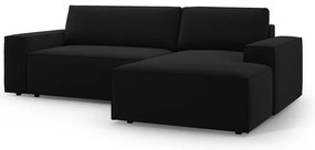 Divano angolare nero allungabile/con contenitore (con penisola a destra/con chaise lounge) con rivestimento in velluto Jodie – Micadoni