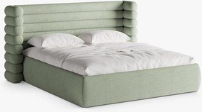 Letto imbottito Mount con contenitore in bouclé Coral - 180x200 cm