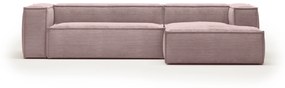 Kave Home - Divano Blok 3 posti chaise longue destra in velluto a coste spesse rosa 300 cm