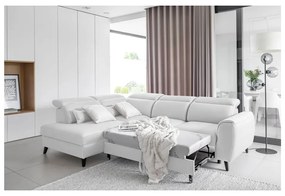 Divano angolare bianco allungabile/con contenitore (con penisola a sinistra/a L) e rivestimento in velluto Noble – ELTAP