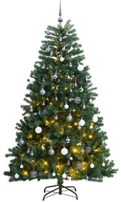 Albero Natale Incernierato con LED e Palline, Albero Natale Incernierato con 300 LED e Palline 180 cm III