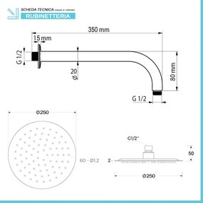 Kit doccia satinato con braccio 35 soffione 25 e set doccia completo Gemini