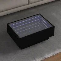 Tavolino Salotto con LED Nero 70x50x30 cm Legno Multistrato 847512