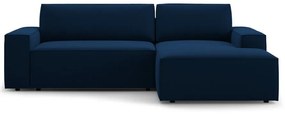 Divano angolare blu scuro allungabile/con contenitore (con penisola a destra/con chaise lounge) con rivestimento in velluto Jodie – Micadoni