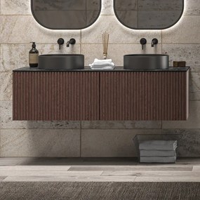 Mobile bagno sospeso 140cm rovere cannettato KDS-140P - KAMALU