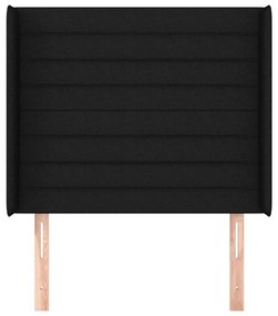 Testiera ad orecchio nera 103x16x118/128 cm in tessuto