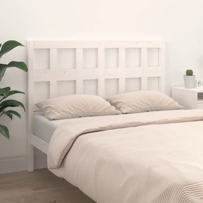 Testiera per Letto Bianca 155,5x4x100 cm Legno Massello di Pino