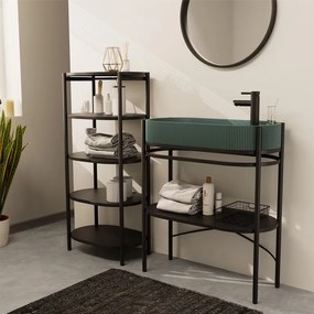 Mobile sottolavabo e lavabo Alba per vasca a sinistra nero e verde L 81 x H 89.5 x P 37.5 cm