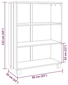 Libreria HAMAR Bianca 85x35x112 cm in Legno Massello di Pino