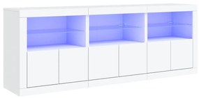 Credenza con luci led bianca 181,5x37x67 cm