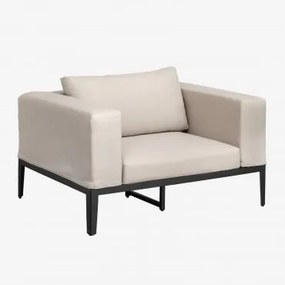 Poltroncina Da Giardino Con Braccioli In Alluminio E Acciaio Taranis Tessuto Beige Crema - Sklum