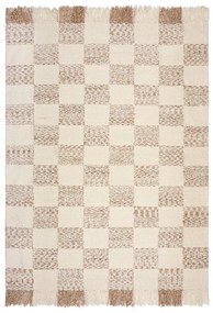 Tappeto color crema/di colore naturale in misto lana tessuto a mano 200x300 cm Eric Checkboard – Flair Rugs
