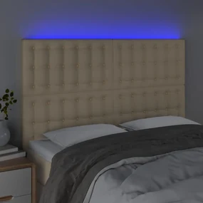Testiera a led crema 144x5x118/128 cm in tessuto