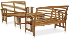 Set divani da giardino 3 pz in legno massello di acacia