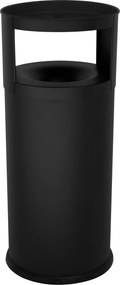 Pattumiera Gettacarte Ø38xh90 cm Autoestinguente Posacenere in Acciaio Verniciato Nero...