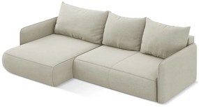 Divano angolare color crema allungabile/con contenitore (con penisola a sinistra) Nanea – Makamii