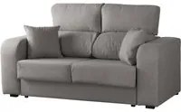 Divano fisso Dcella, Sof in tessuto imbottito a 2 posti, Divano multiposizione reclinabile, 160x80h95 cm, Grigio